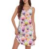 Damen Lässiges Modisches Atmungsaktives Bedrucktes Trägerkleid Mit Taschen Und Geschlitztem Saum