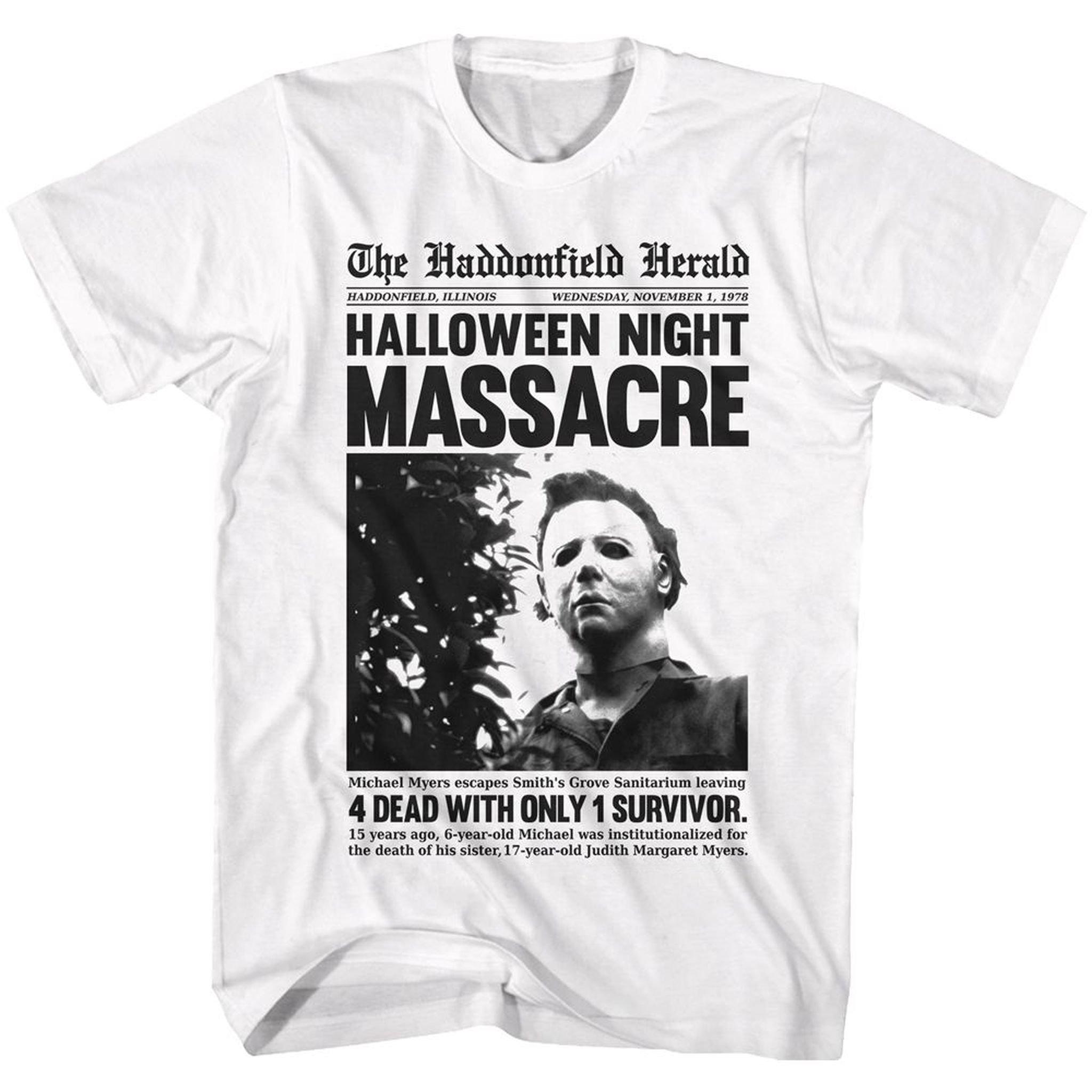 Halloween Haddonfield Herald White Adult Tshirt Summer Unisexs And Unisexs Loose And Breathable Tshirt Top XL