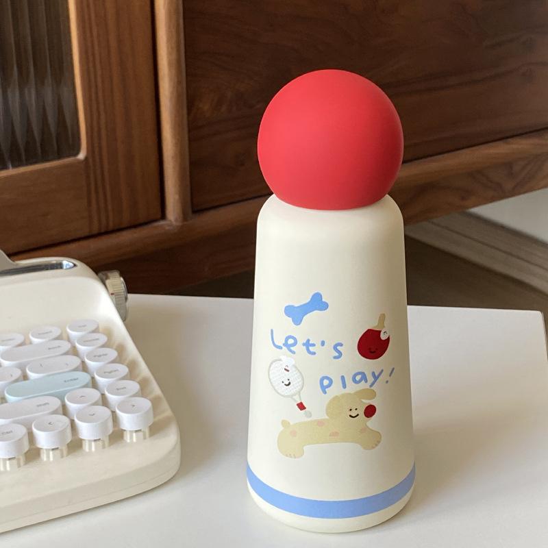

New Year S Christmas Cartoon Sports Ping Pong Tennis Puppy Red Nose 316 Stainless Steel Thermos Cup Accompanying Cup Water Cup 350ml