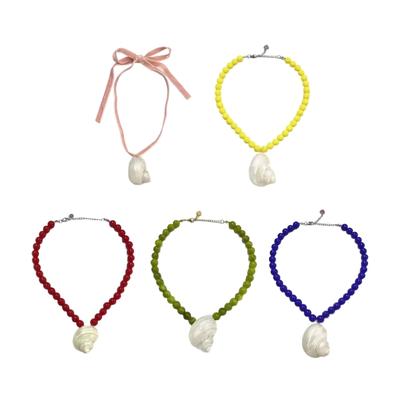Natural Shell Bead Necklace Jewelry Lightweight Unique Ocean Inspired Collarbone Chain Jewelry Gift for Women