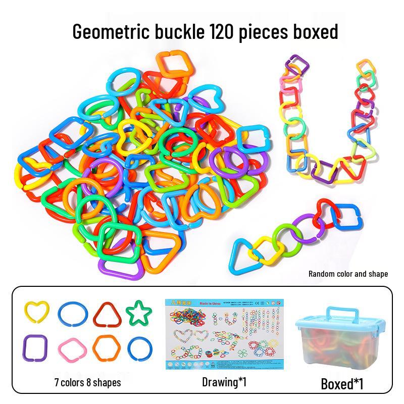 Geometric Ring Buckle Chain Building Block Necklace Toy for Kids - Educational and Developmental