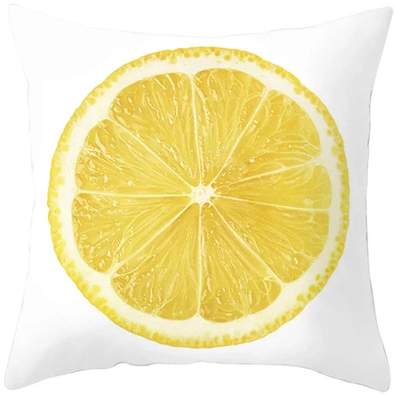 Summer Yellow Pineapple Leaf Print Pillow Case Home Decor 100% Polyester Throw Pillow Cover for Sofa Funda Cojin 45*45 Cushions