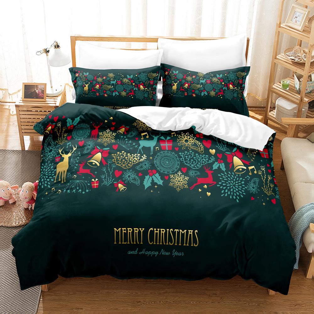 Christmas 3D Digital Printing Three-Piece Set, Christmas Letter Making Bedding Kit