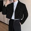 INCERUN Men Lapel Neck Long Sleeve One Button Flowers Texture Cropped Blazer Coats