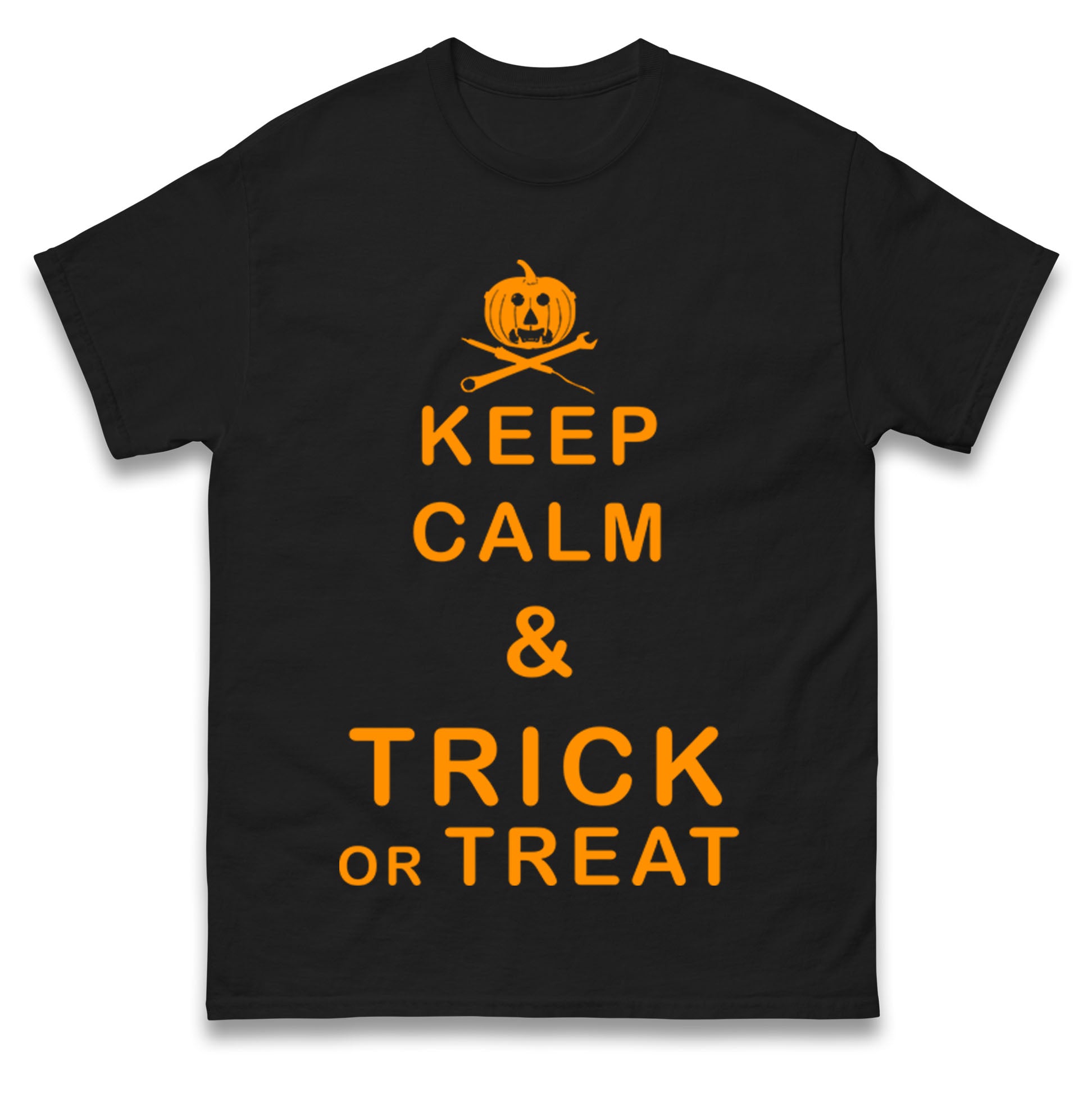 

Keep Calm And Trick Or Treat Halloween Mens T Shirt Womens Tops Tees 2XL