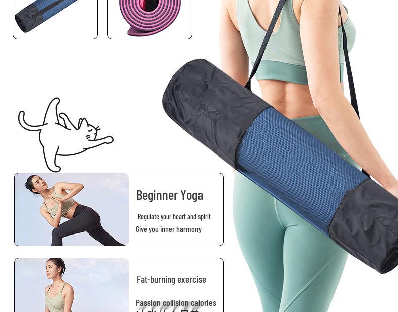 Verdickte rutschfeste TPE-Yogamatte für Fitness, Stoßdämpfung und Schalldämmung