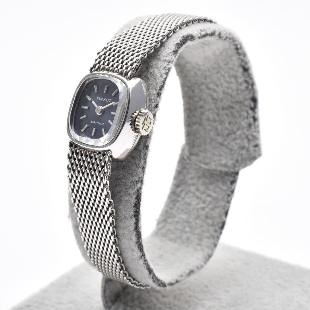 Used Good Condition TISSOT Ladies Watch Saphir Blue Dial Manual Winding