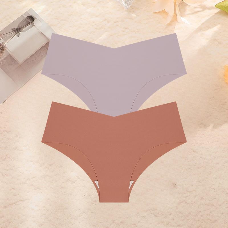 2Pcs/Set Plus Size Underwear Women's Panties Ice Silk Ladies Seamless Underpants Girls Briefs Breathable Sexy Lingerie Female