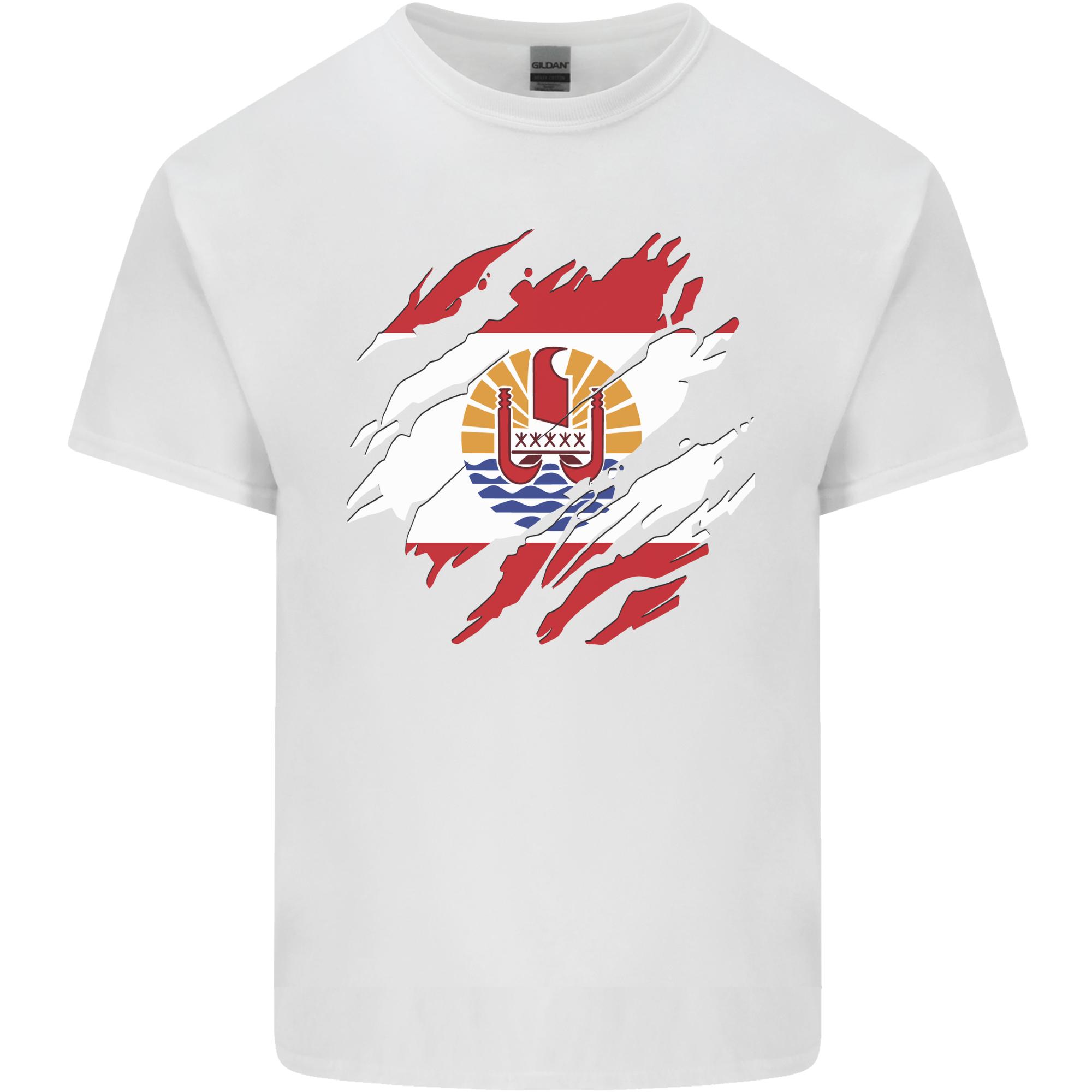 Torn Flag French Polynesia Unisexs Light Cotton TShirt S