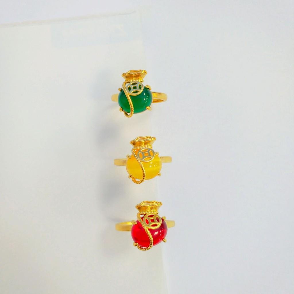 Unique Vietnamese Coin Pouch Ring Charming Gold Plated Brass Ring With Geometric Shape