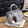 Winter Hairball Handbag For Women PU Leather Crossbody Shoulder Bag High Quality Top-handle Bag Shopping Purse Middle-aged Bag