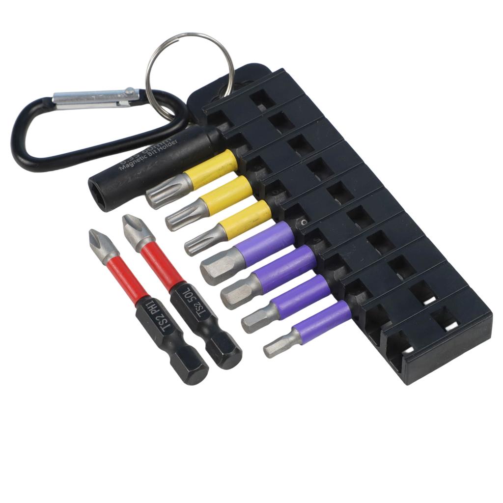 1 Set 10pcs 50mm Cross Hex Screwdriver Bit W 60mm Screwdriver Bit Holder Plum Blossom Hand Screwdriver Power Accessories