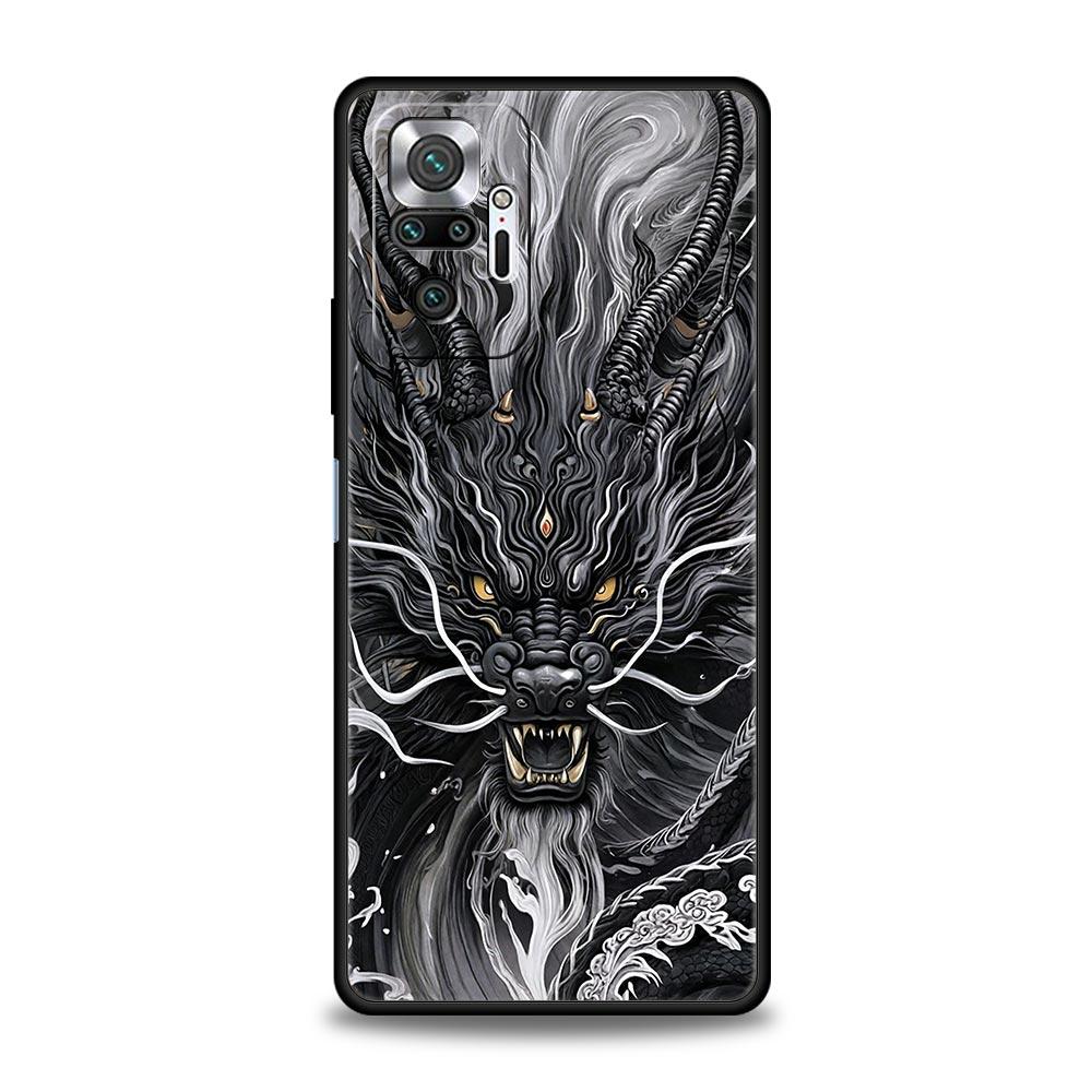 Chinoiserie Loong Flower Dragon Phone Case Cover for Redmi 14C 10C Note 15 14 13 12 10 11 K40 Pro Plus 5G Soft TPU Shell Capas