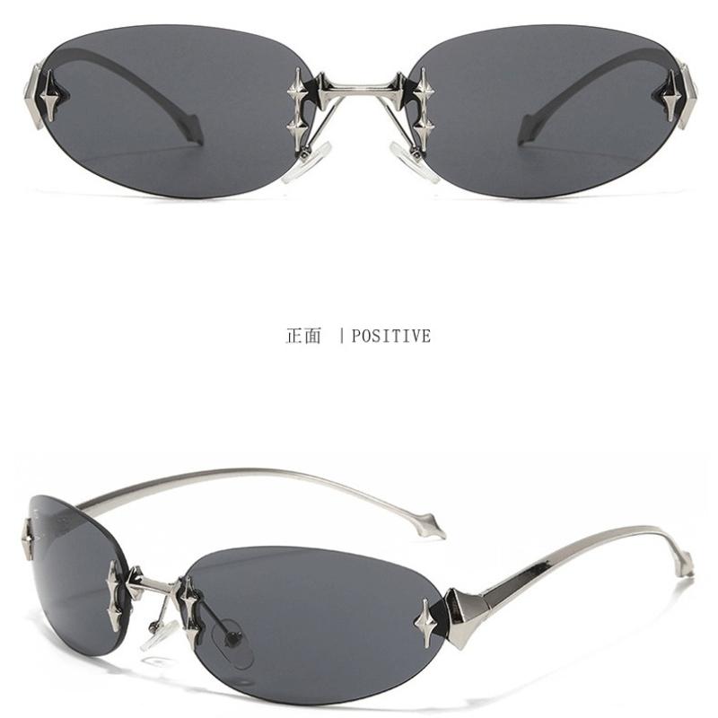 Frameless Star Sunglasses Y2k Ladies Vintage Trimmed Metal Sunglasses