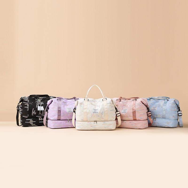 Reisetasche, Aufbewahrungstasche mit großer Kapazität, getrennt für Trocken- und Nasslagerung, Schwimm- und Sporttasche mit getrennten Schuhtaschen