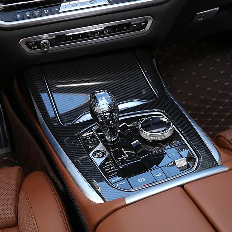 Car Gear Shift Multimedia Frame Water Cup Holder ABS Decoration Cover Sticker Auto Interior Accessories For BMW X5 G05 2018-21