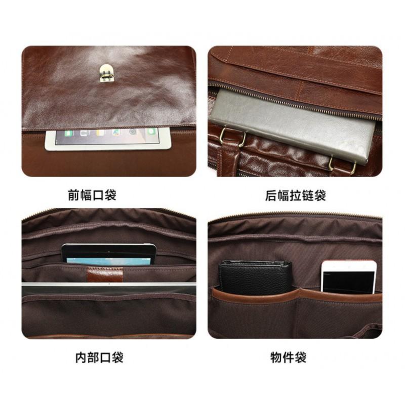 Leather Conference Briefcase High-end Men's Business Handbag Travel Computer Bag Oil Wax