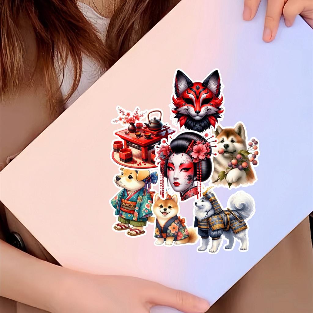 18pcs Cute Japanese Geisha Girl Stickers for DIY Journals, Planners, Laptop Decorations, Book , Planner , High-quality Prints