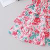 Girls Summer Floral Spaghetti Strap Dress Multi Layer Ruffle Beach Sundress For Toddler Baby Vacation Long Gown