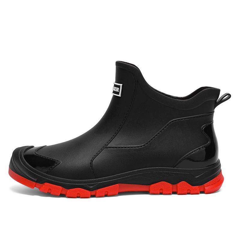 Men'S Ankle Rain Boots Outdoor Waterproof Men Rain Shoes Anti-Slip Wear-Resistant Men Kitchen Water Shoes Fishing Rubber Shoes