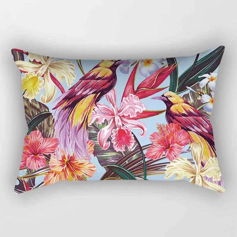 30*50cm Tropische Blume Pflanzenmuster Gedruckter Dekorativer Kissenbezug Schlafzimmer Wohnzimmer Zuhause Rechteckiger Kissenbezug Kissen