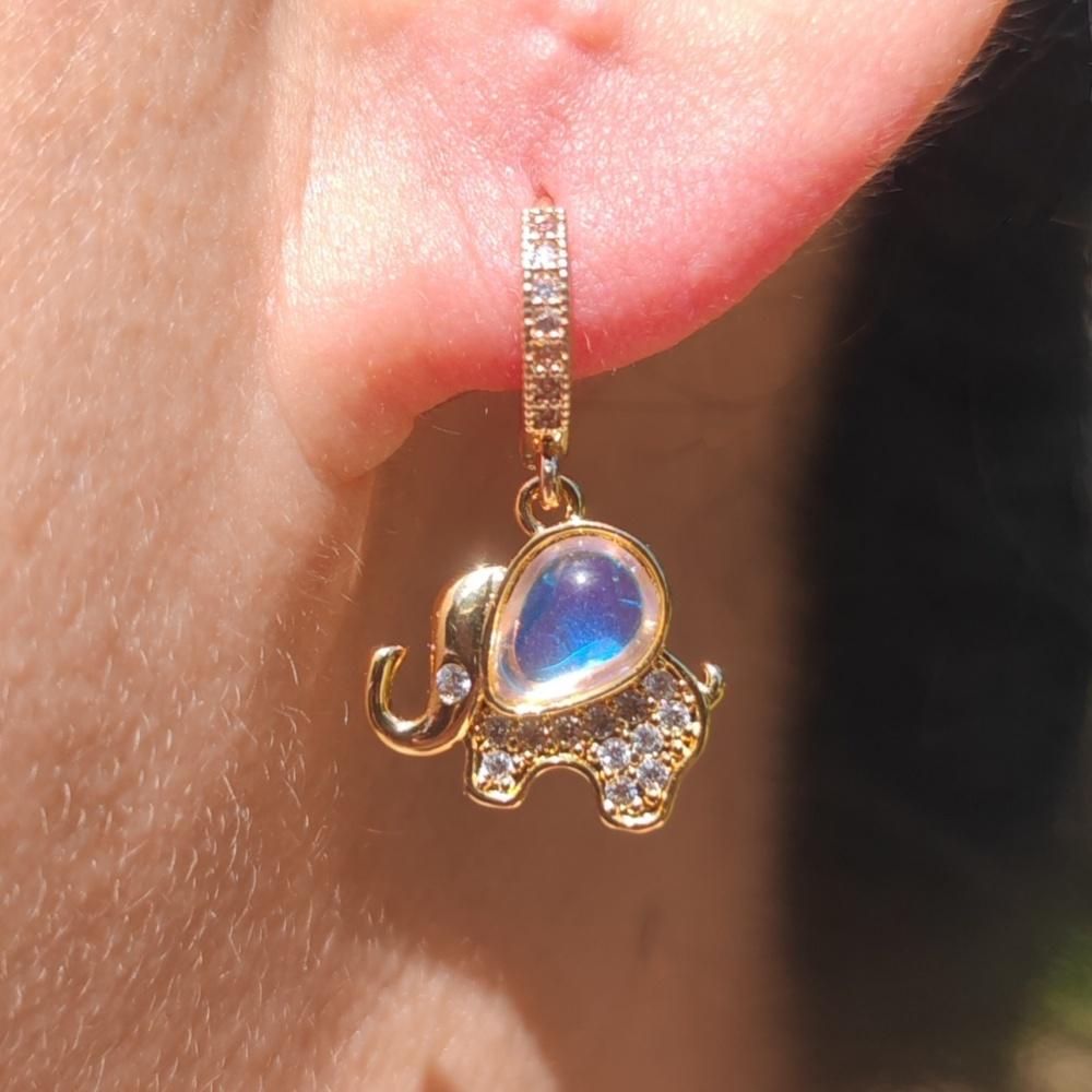 1 Pair Cute Small Elephant Dangle Earrings for Women Zirconia Earring Jewelry Wedding Party Accessories