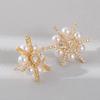 Gold-Plated Starburst Faux Pearl & Cubic Zirconia Stud Earrings for Women