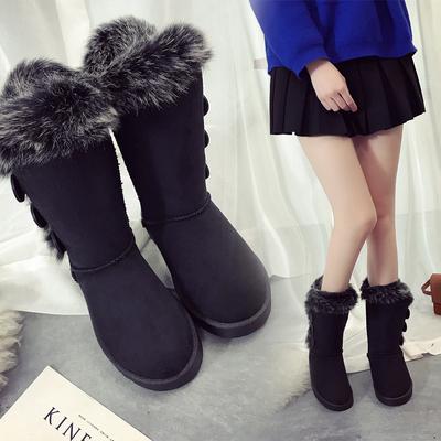 Women's Winter Plus Size High-top Cotton Shoes Thickened Warmth Fleece Plus Velvet Button Snow Boots
