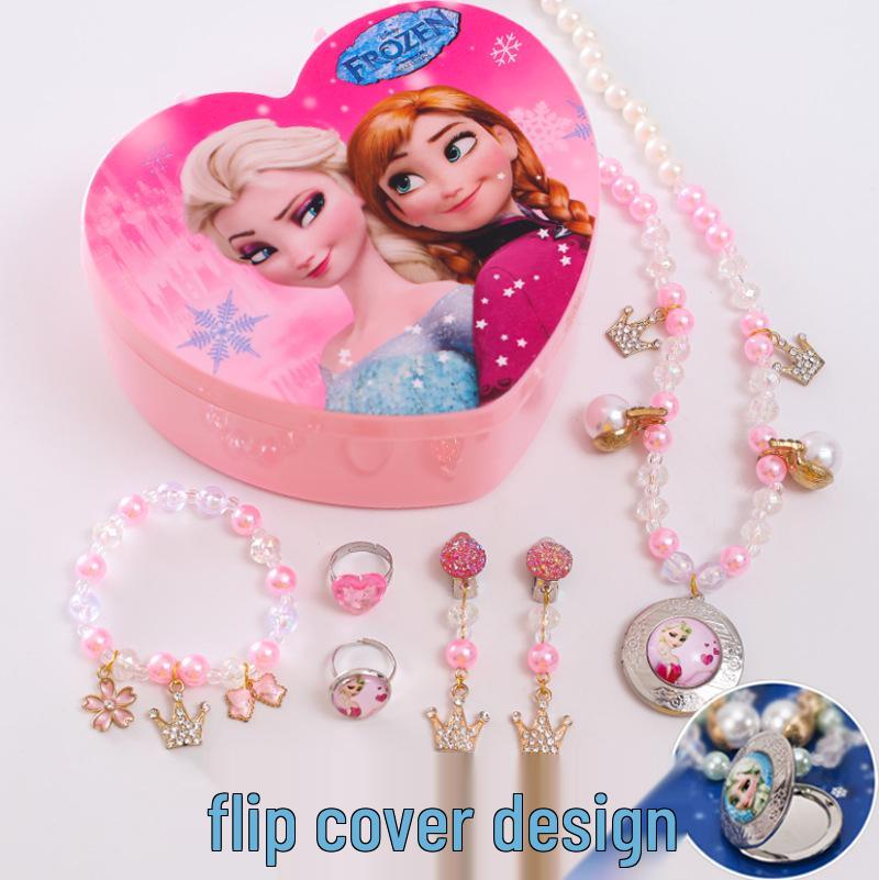 Frozen Elsa Jewelry Set: Princess Necklace, Bracelet, Earrings & Ring for Kids