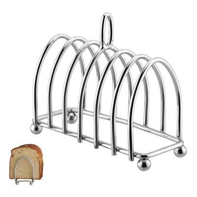 Stainless Steel Toast Loaf Slice Rack 6 Slice Bread Holder Toast Stand Rectangle Food Display Tool Kitchen Gadget