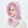 Women Outdoor Faux Fur Hats Cap Scarf Neck Warmer Soft Furry Fluffy Earflap Warm