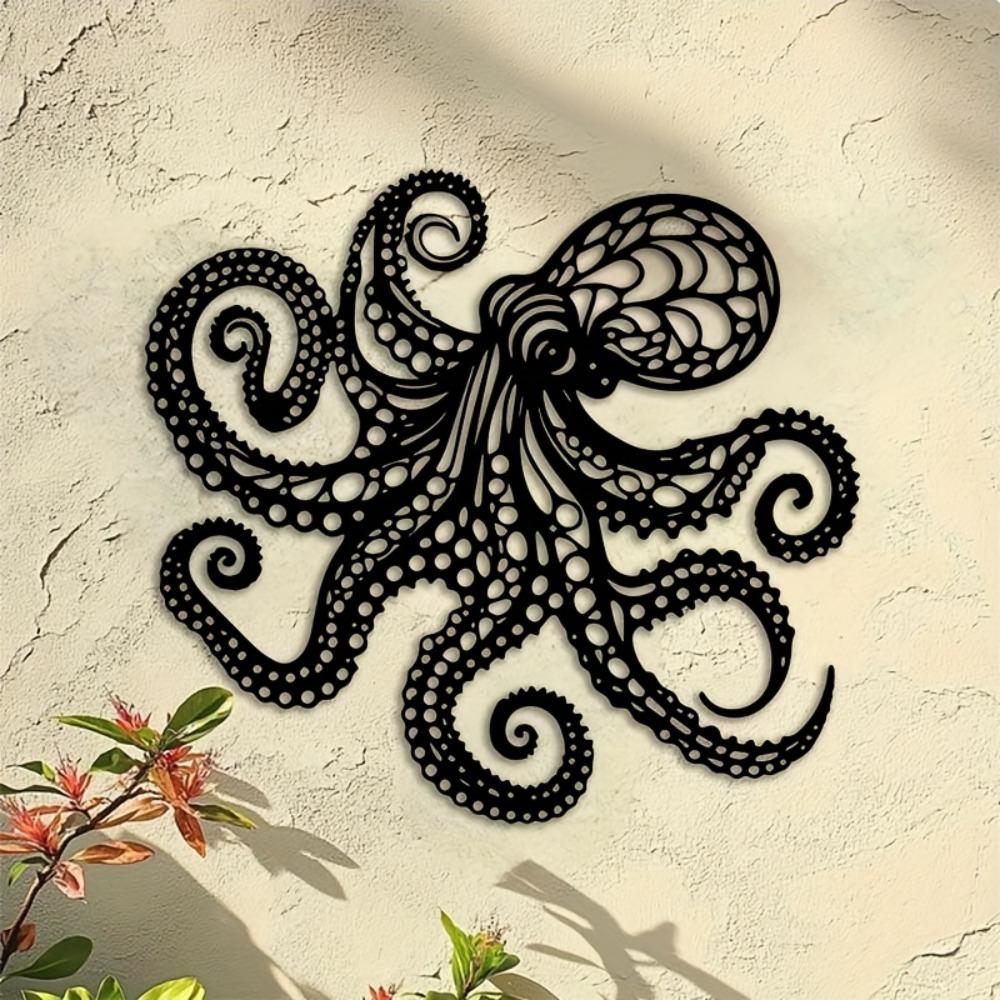 Large Metal Octopus Wall Art Victorian Gothic Laser Cut Sculpture Nautical Halloween Decor Gift