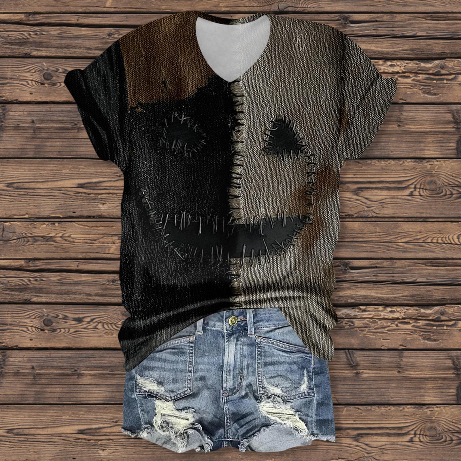 

Женская мода повседневная рубашка с рукавом три четверти и принтом букв на Хэллоуин XL жёлтый