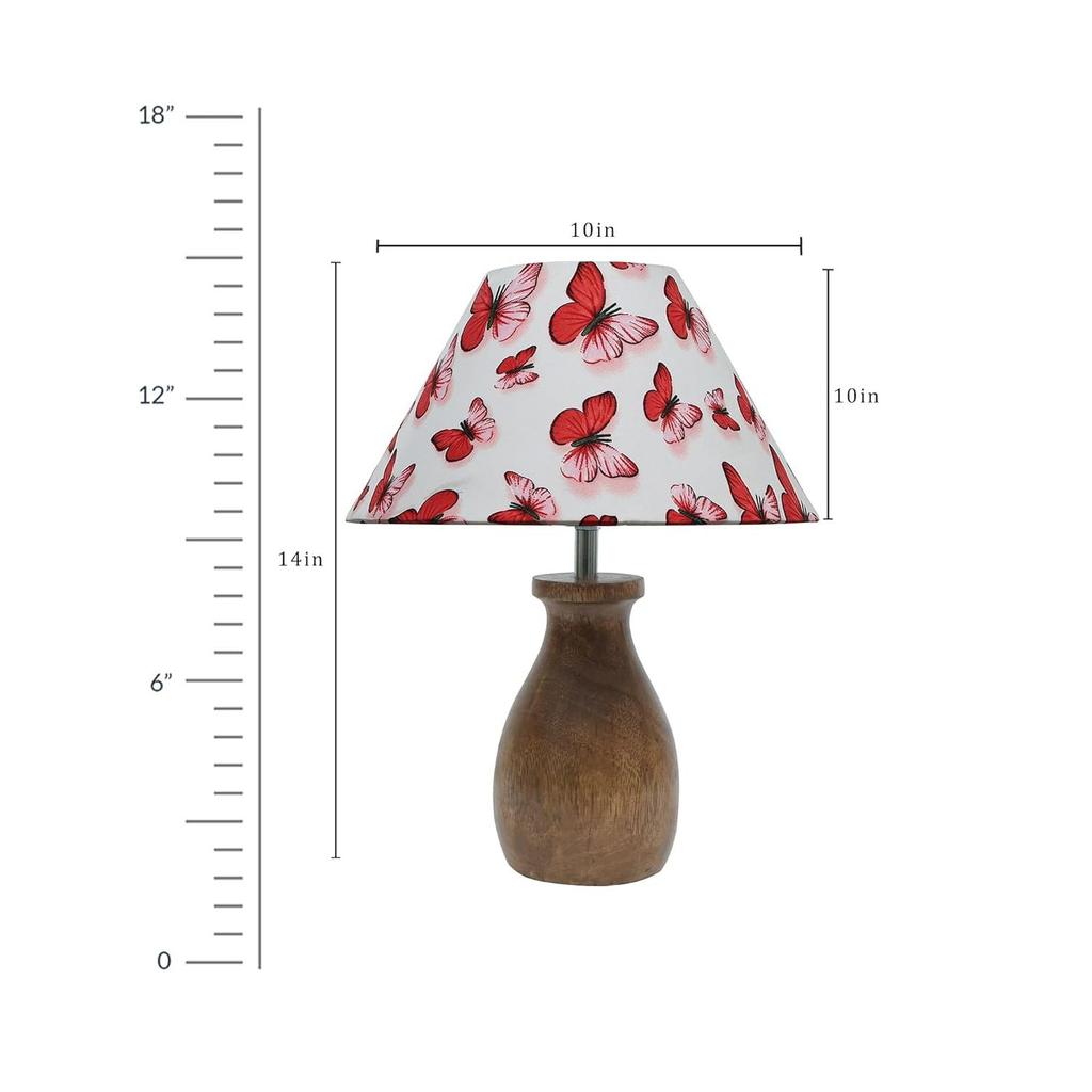 Dovel Pot, Modern Table Lamp with Shade, Wooden Base Modern Fabric Lampshade for Home Office Cafe Restaurant, (Butterfly)
