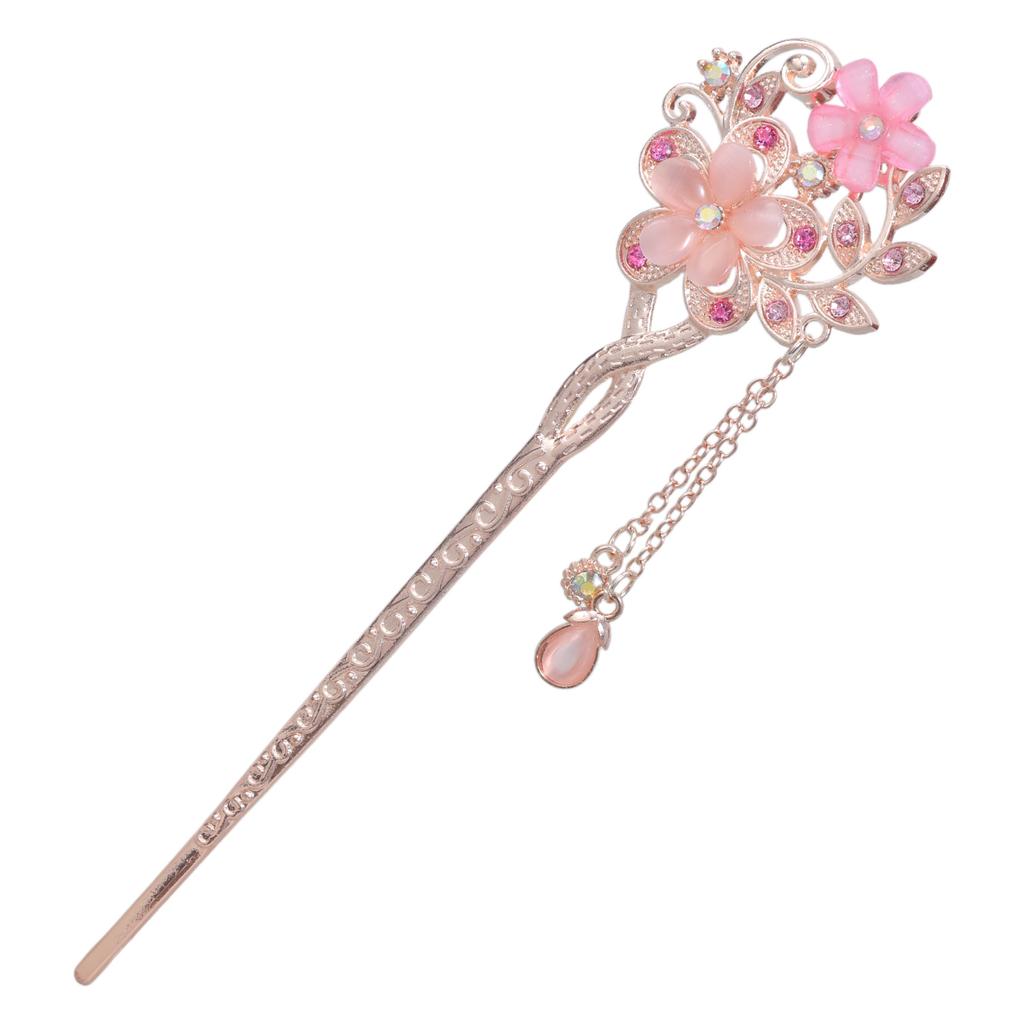 Elegant Silver Hair Stick with Crystal Filigree Buyao for Women Girl Buyao for Traditional Headpieces Hair Jewelry