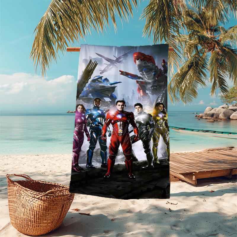 1Pc Power Rangers Heroic Battle Beach Towel Microfiber Beach Towel Thin Absorbent For Beach Swimming Yoga Bath Sports 0917264
