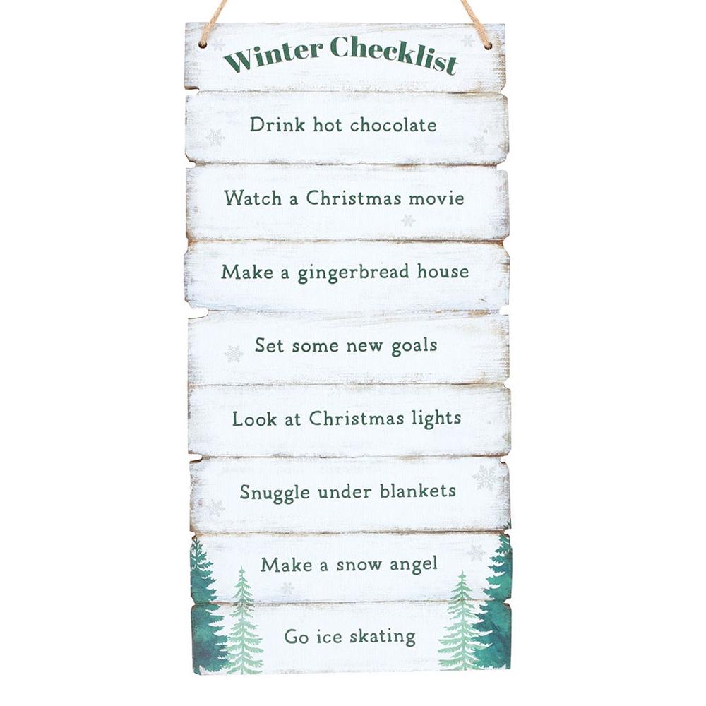 Something Different Winter Wonderland Checklist Hanging Sign
