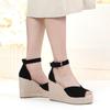 2026 Women's Brown Closed-Toe Wedge Sandals with Spring Flowers - Soft Sole, Designer Style for Comfort