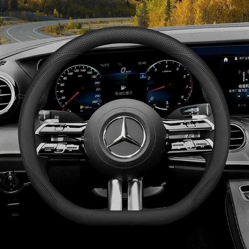 2026 For MERCEDES Luxury Steering Wheel Cover Nappa Leather Soft Touch Fit C‑Class E‑Class S‑Class GLC GLE CLA Car Accessories