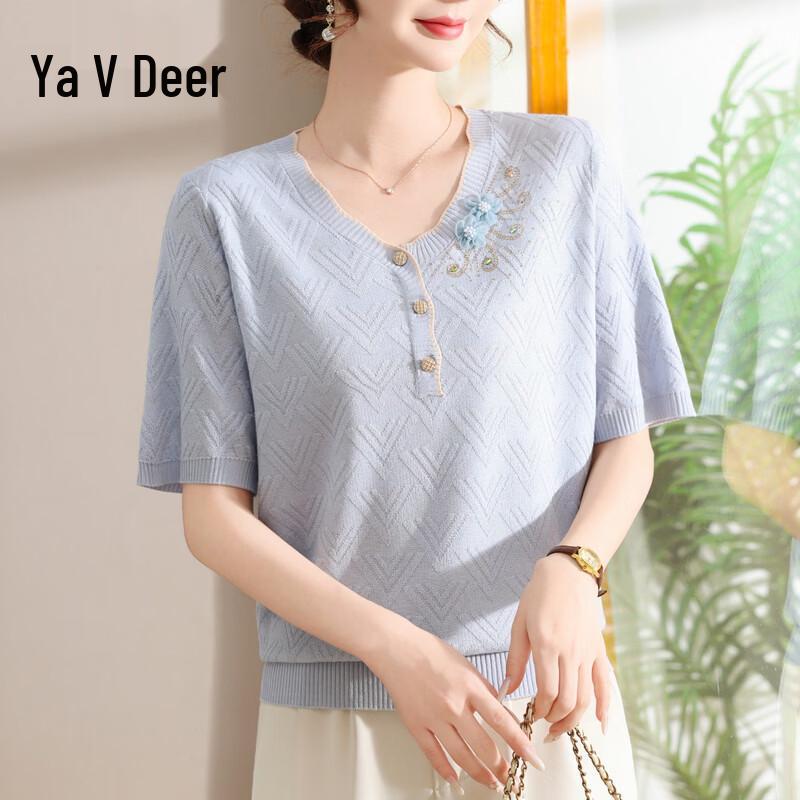 Women s New Chinese Style Ice Silk Short Sleeve Top 5XL