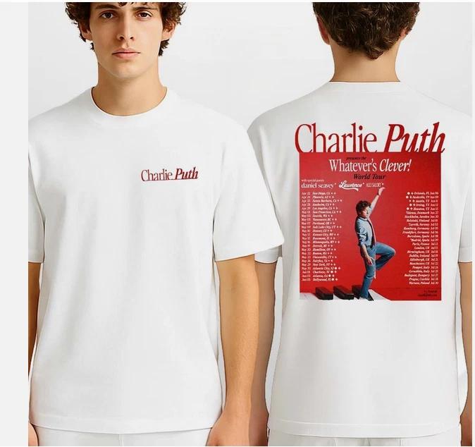 

Charlie Puth Whatever s Clever World Tour 2026 Retro Concert Double-T-Shirt As A Fan Gift - Comfortable T-Shirt - Men s Sum... 5XL