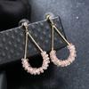 Original fashion personality retro crystal stud earrings female simple temperament versatile long earrings show face thin earrings