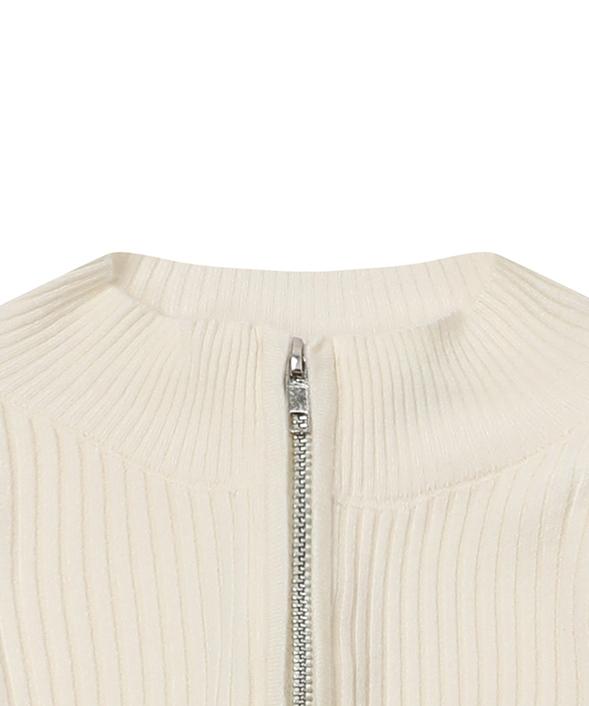 Mucent Orchid Ribbed Crop Knit Zip-Up (7 Colors)
