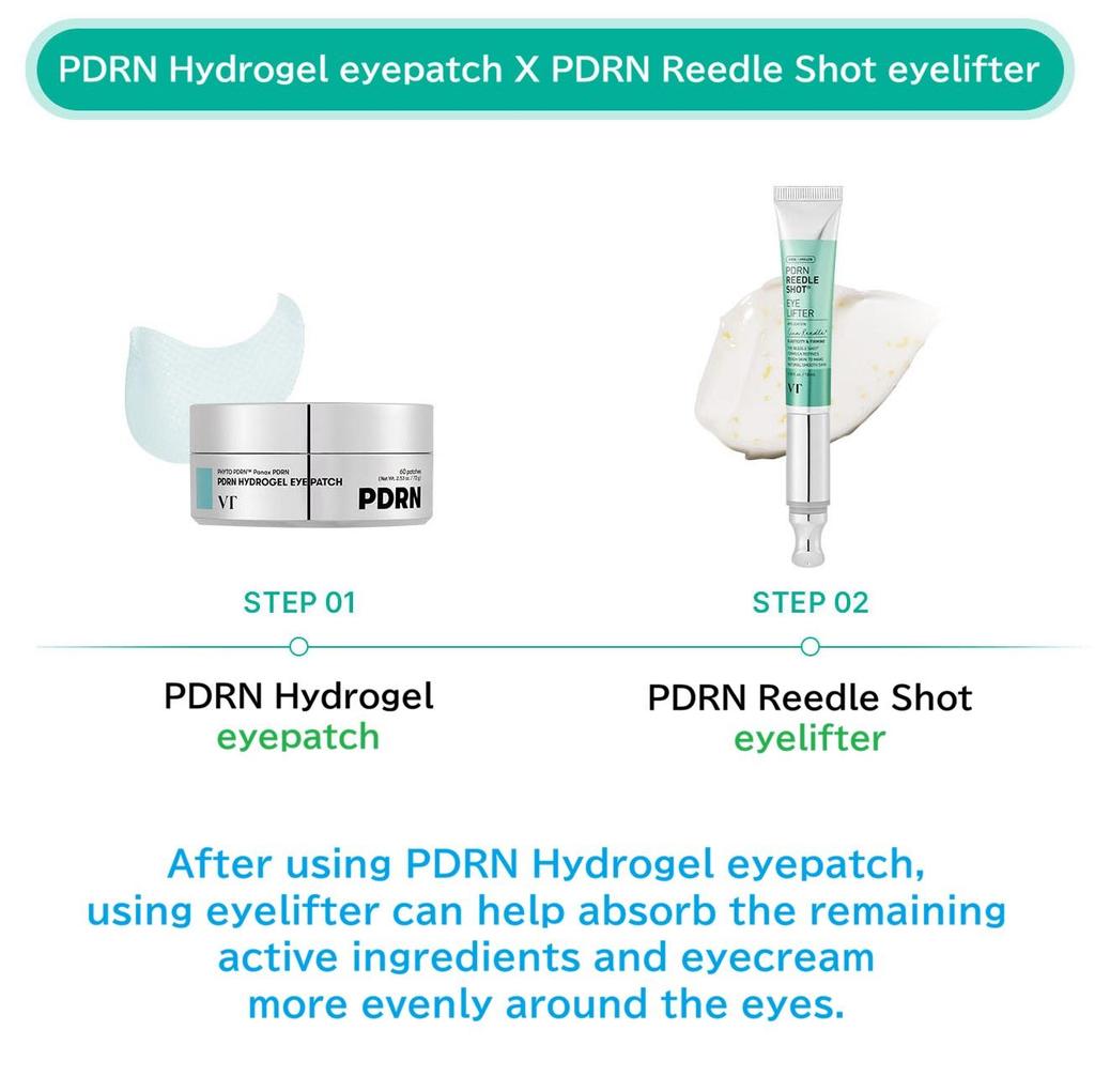 VT COSMETICS Hydrogelové oční náplasti PDRN 60 ks + Sada PDRN Reedle Shot Eye Lifter
