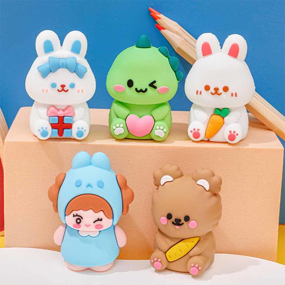 1 Piece Stationery Kawaii Animal Doll Cartoon Sharpener Pencil Office Supplies Kawaii School Accessories