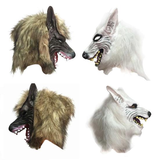 Halloween Horror Savage Wolf Head Mask Masquerade Fluffy Headgear Decoration
