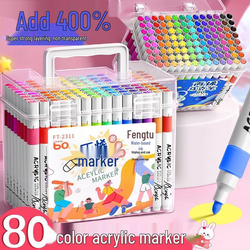 Washable Acrylic Marker Pens for Kids – No Bleed, Layerable, Perfect for DIY Graffiti & School Projects