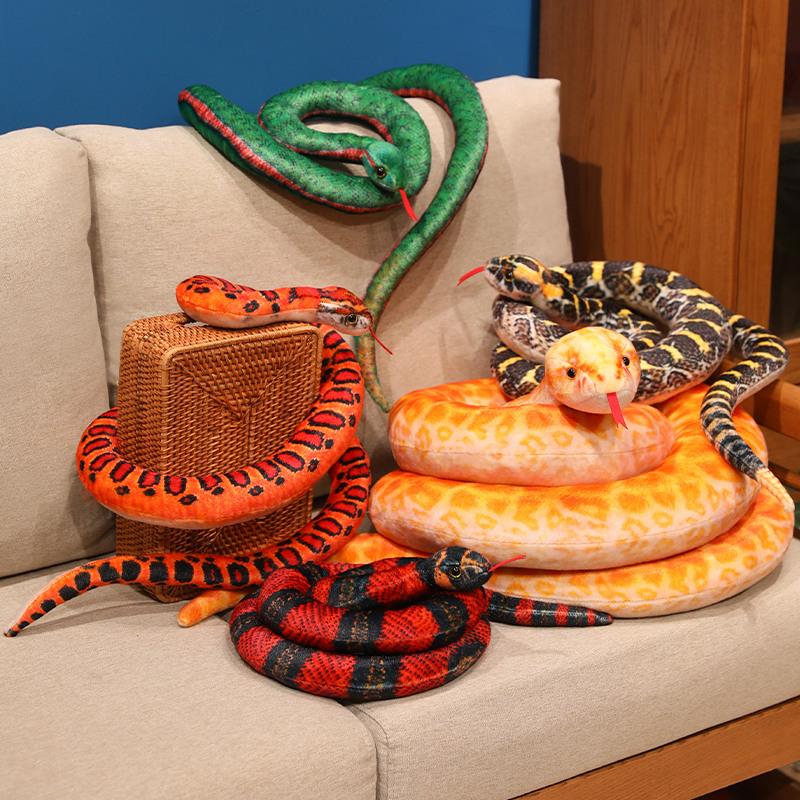 Simulated Snake Plush Toys Rattlesnake Python Green Snake Stuffed Doll Fun Prank Toys Collection Home Decor Toys Birthday Gifts