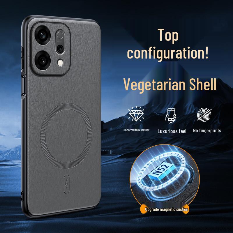 Leather-Textured Magnetic Silicone Phone Case for OPPO Reno14 – Unisex, Sleek Design.