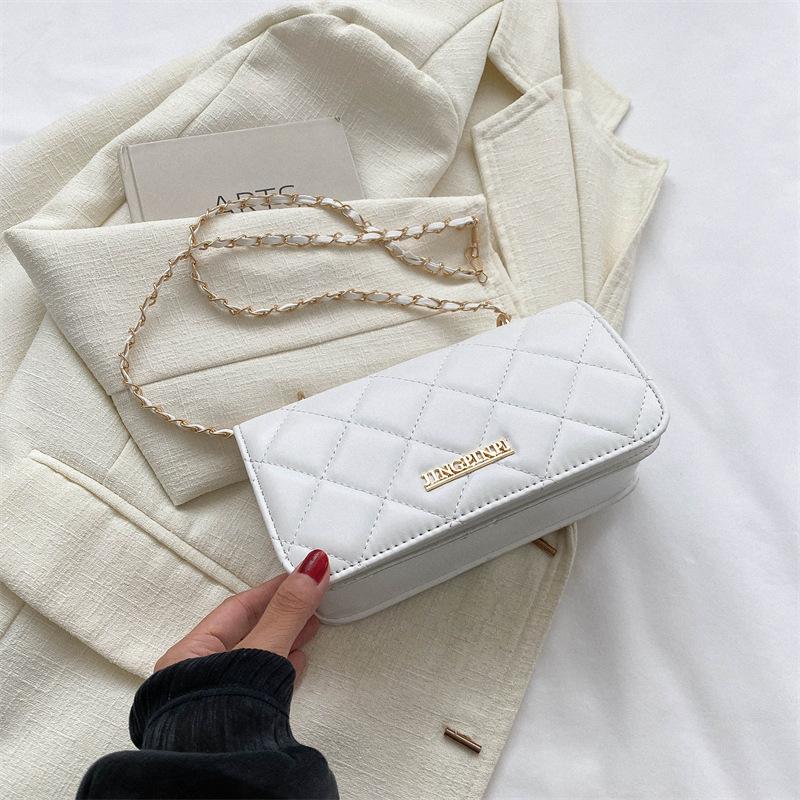 Rhombus embroidery thread versatile chain small bag women's texture solid color shoulder messenger bag 2025 small square bag